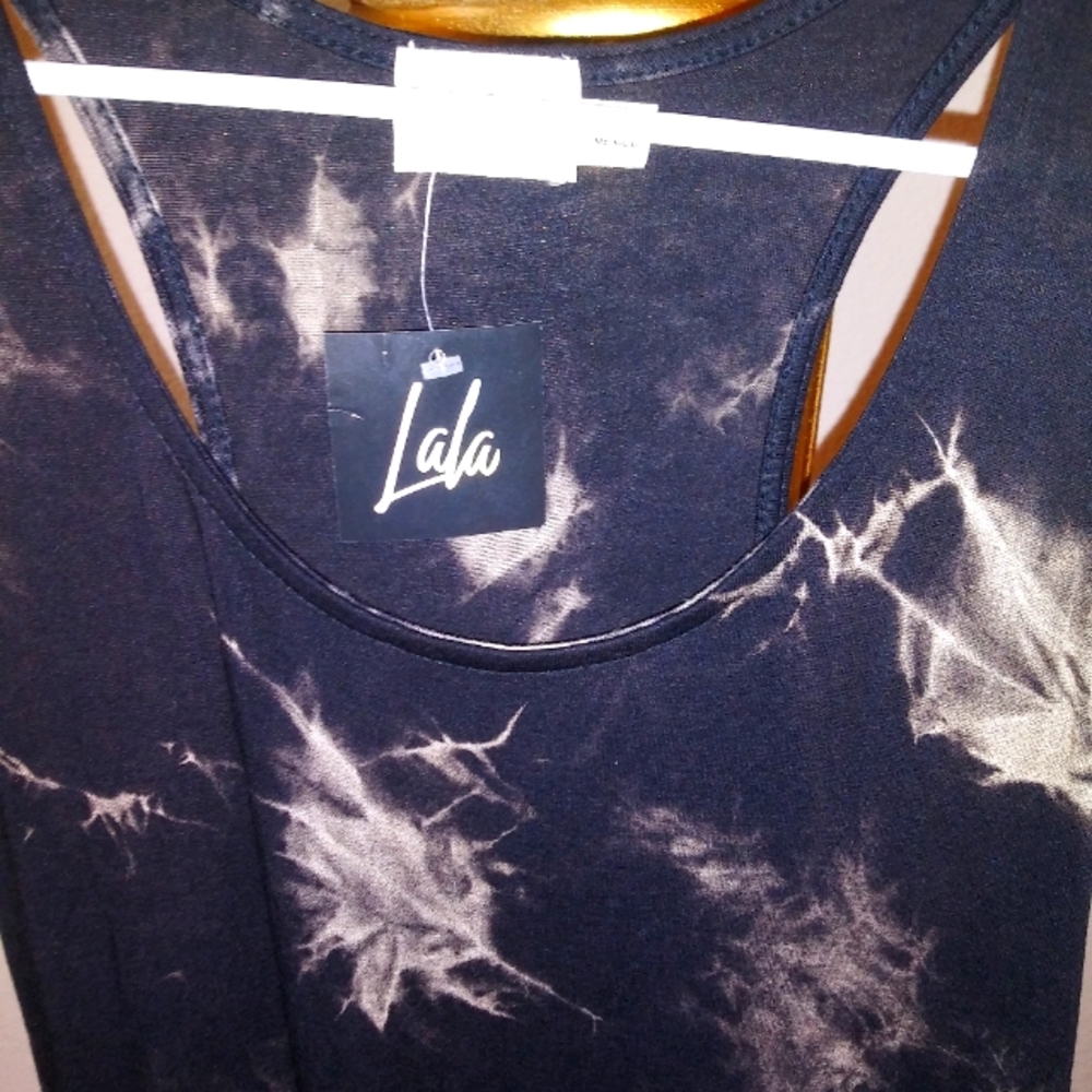 Petit Gateau XL, long tye dye black n gold dress